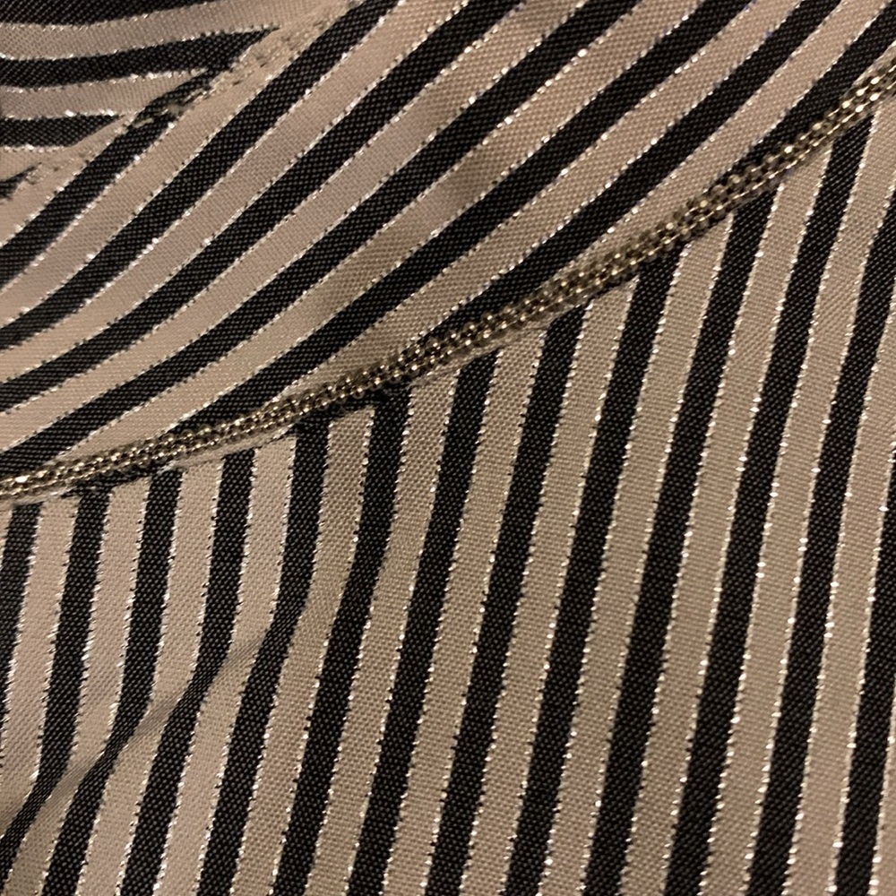LAFAYETTE 148 NY Stripe Shimmer Button Down Long Sleeve Blouse Black Beige SZ 10 - Picture 8 of 16
